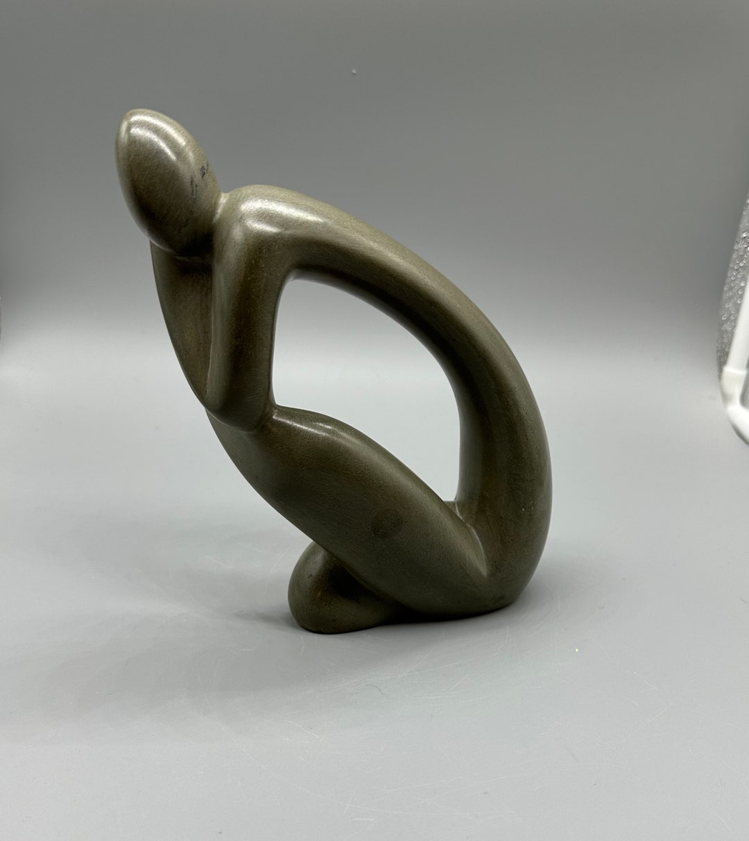 Signed Abstract Thinker Stone Sculpture Figurine Soapstone Etsy