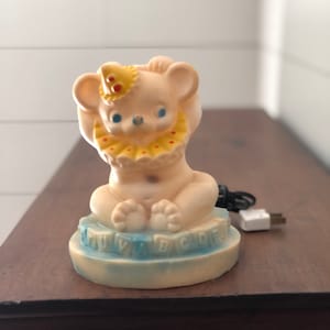 Rare vintage Childs Nursery Lamp Night Light Rubber Party Alphabet Bear
