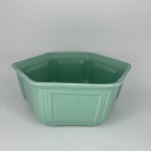 Vintage Cookson USA 8118-9 Hexagon Sea Foam Green Pottery Planter