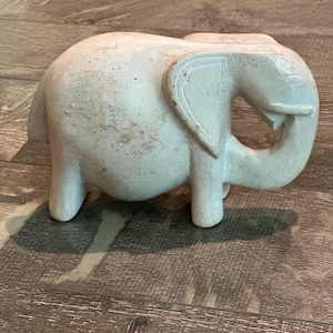Vintage Natural Stone Creamy White Sculpture, Soapstone Figural Statue, Handmade  Stone Object, Abstract,Minimalist Decor, Elephant Decor