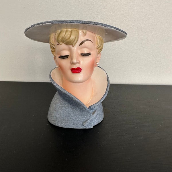 Vintage Handpainted Lady Head Planter Pot Collectible Figurine | Lady Head Planter Napco 1950’s Porcelain Vase  Lady’s Head vase
