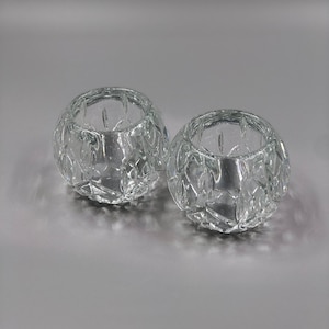 Set of Two Clear Glass Homco Made in USA Candle Holders Christmas Décor Decorative