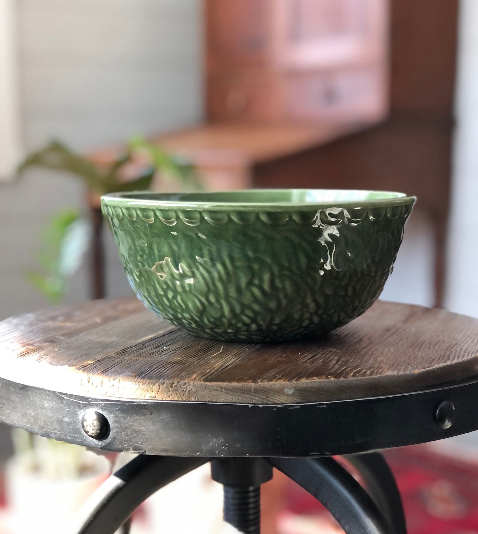 Vintage Green Haeger Bowl USA 69 Ceramic Pottery Embossed - Etsy