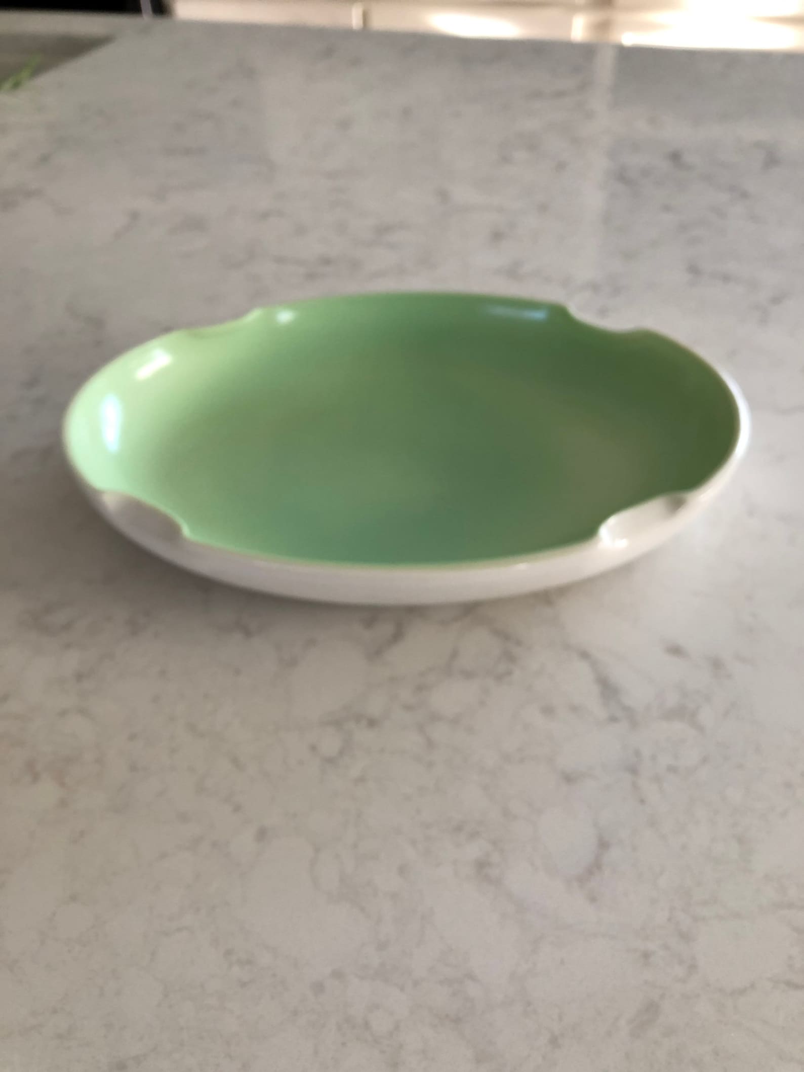 Vintage Glazed Green Milk Glass OVAL SERVING DISH Tray Bowl Etsy