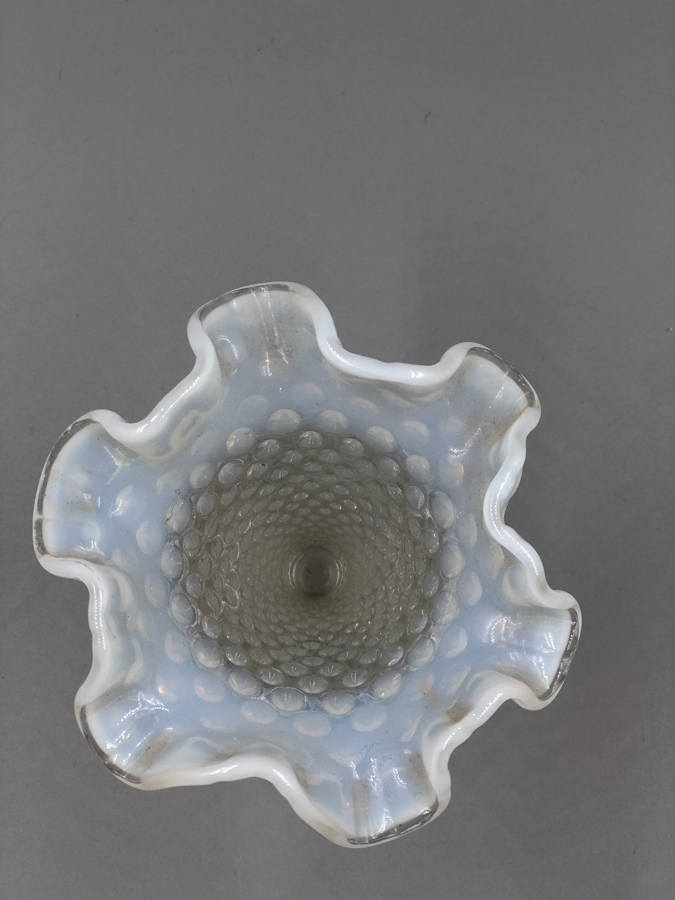 Vintage Fenton Art Glass Hobnail Clear Opalescent Crimped - Etsy