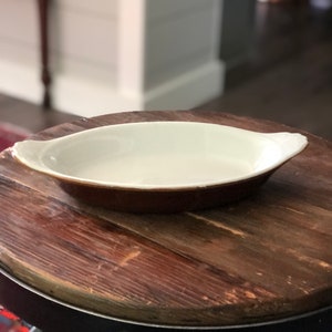 Vintage Hall Brown Ceramic Baking Dish Casserole Soufflé