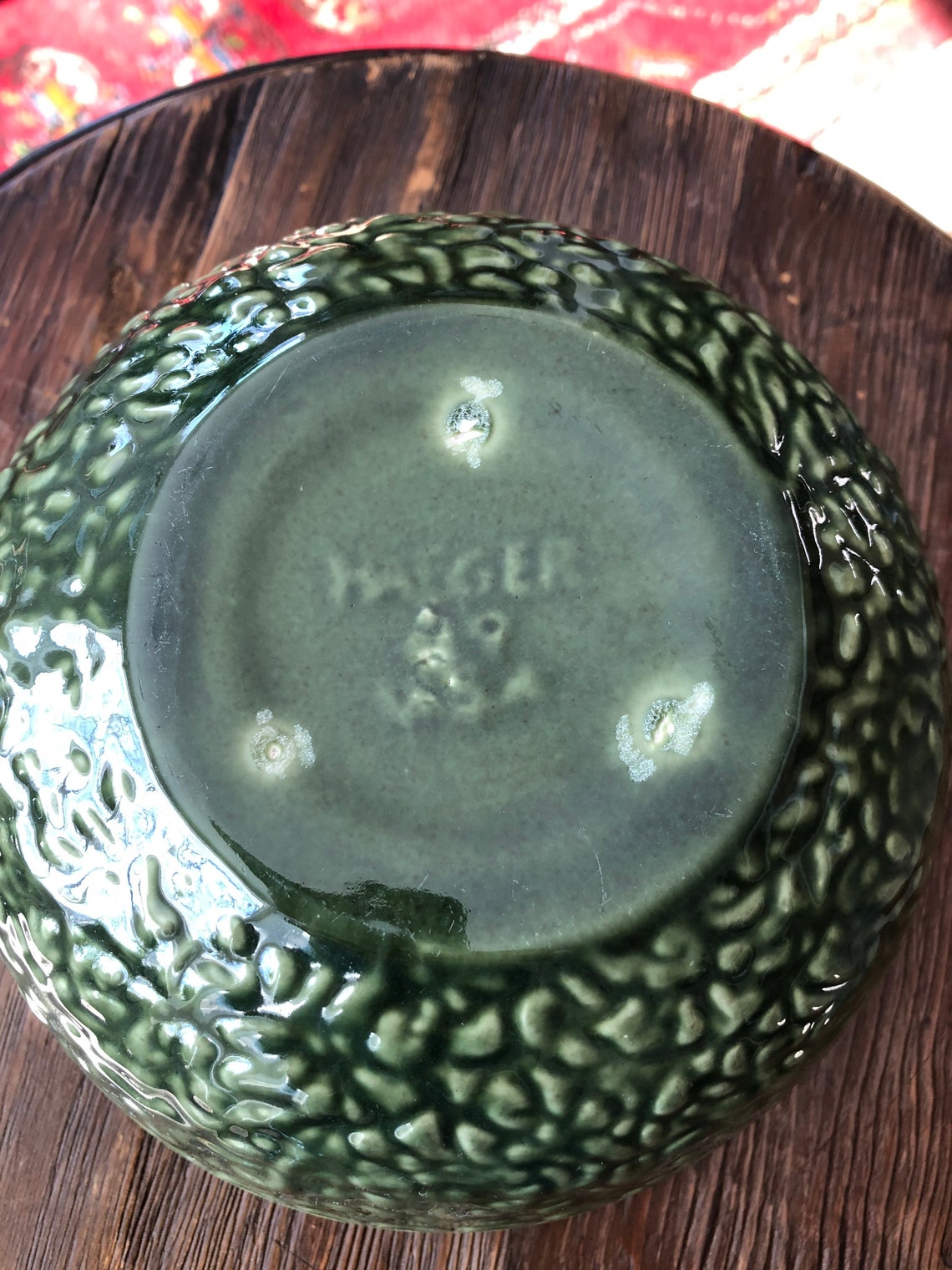 Vintage Green Haeger Bowl USA 69 Ceramic Pottery Embossed Etsy