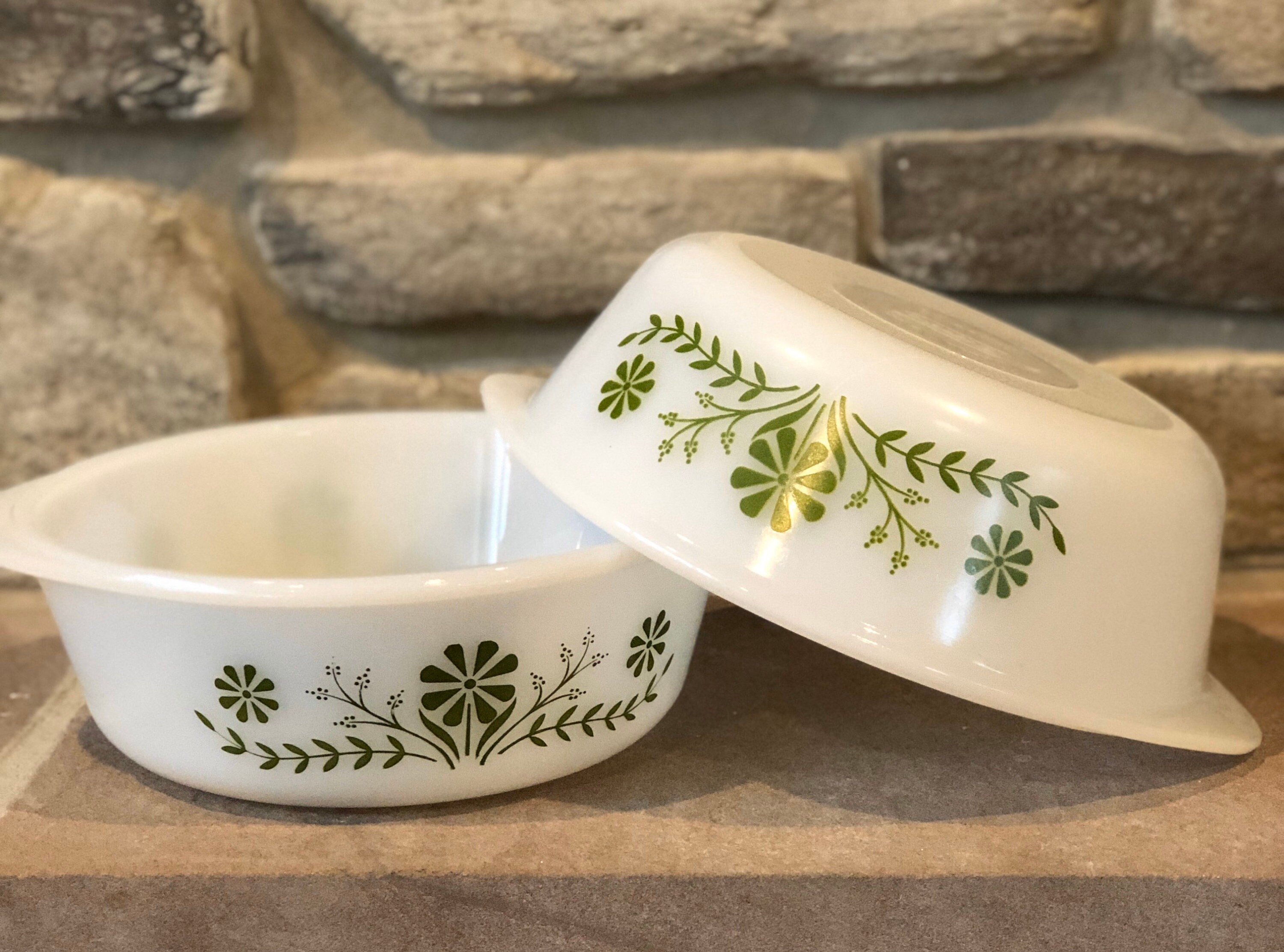 Set of Two Vintage Glasbake Bowls Etsy