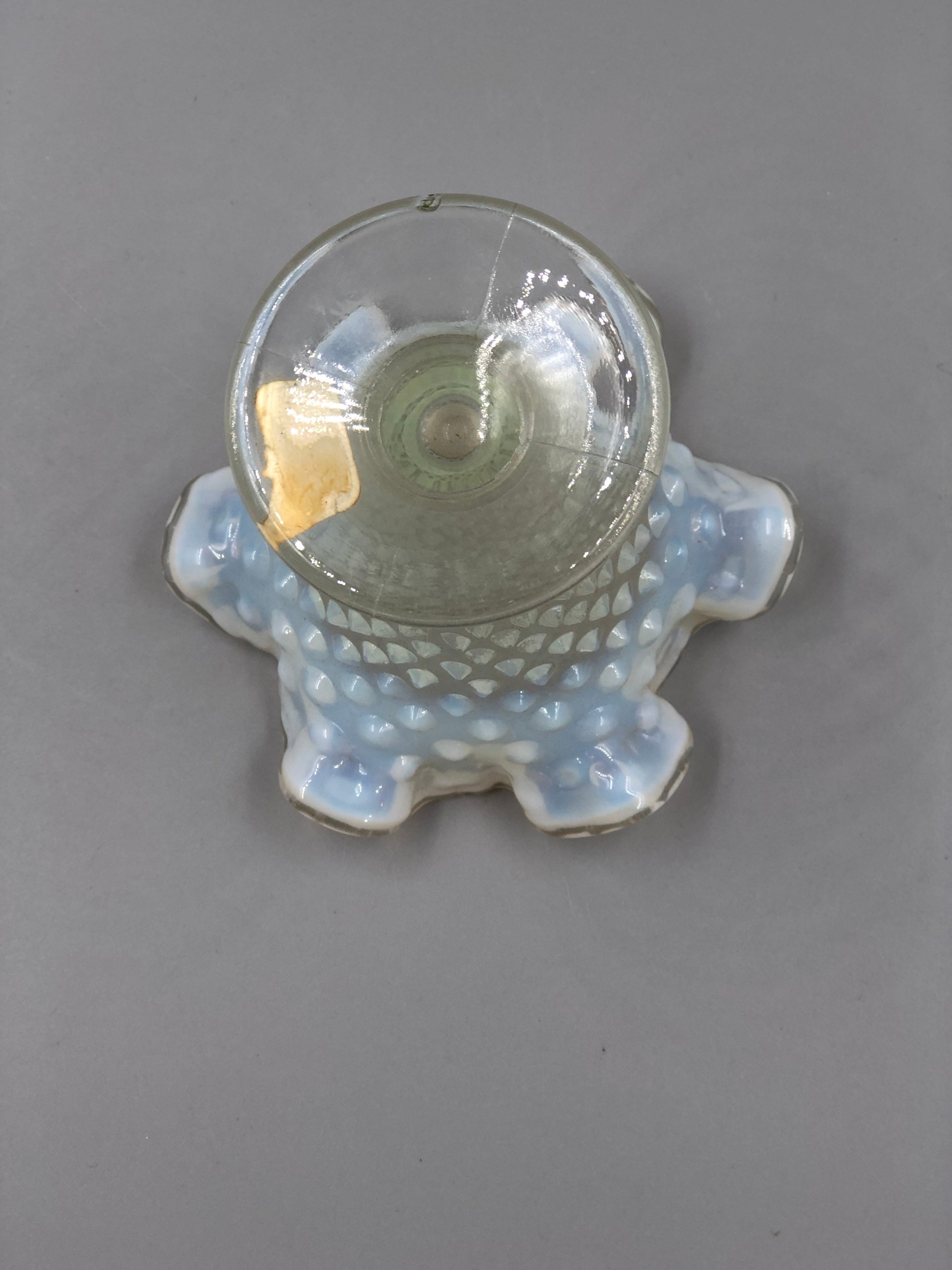 Vintage Fenton Art Glass Hobnail Clear Opalescent Crimped Etsy