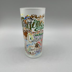 Vintage Wyoming Souvenir Frosted Glass Catstudio