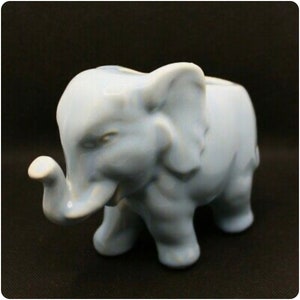 Vintage Elephant Planter Baby Blue Ceramic Planter Figurine Vase Mid Century Modern