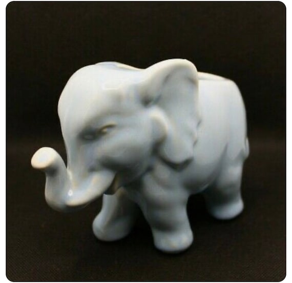 Vintage Elephant Planter Baby Blue Ceramic Planter Figurine Etsy