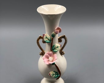 Vintage Japan Porcelain Bud Vase | Pink Rose, Gold Trim Cottagecore - Etsy