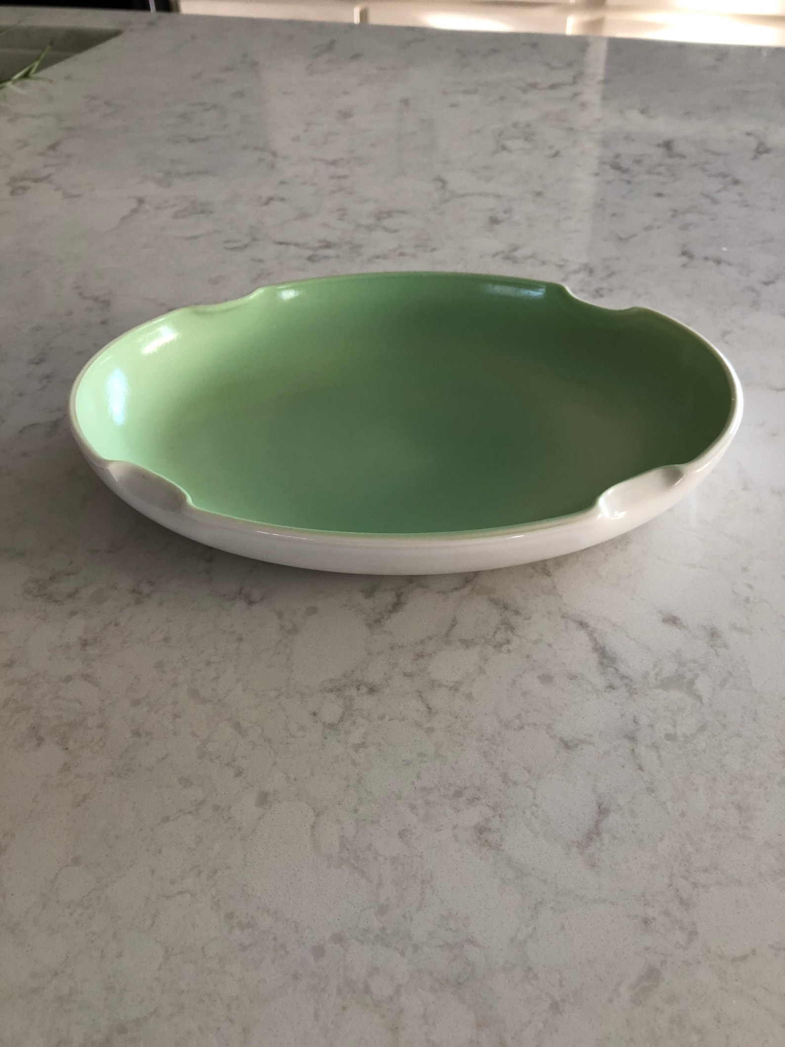Vintage Glazed Green Milk Glass OVAL SERVING DISH Tray Bowl Etsy