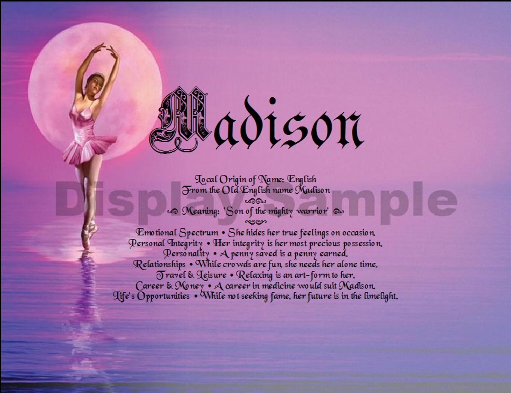 Name Meanings Art Personalized by Thenamestore Ballet Etsy