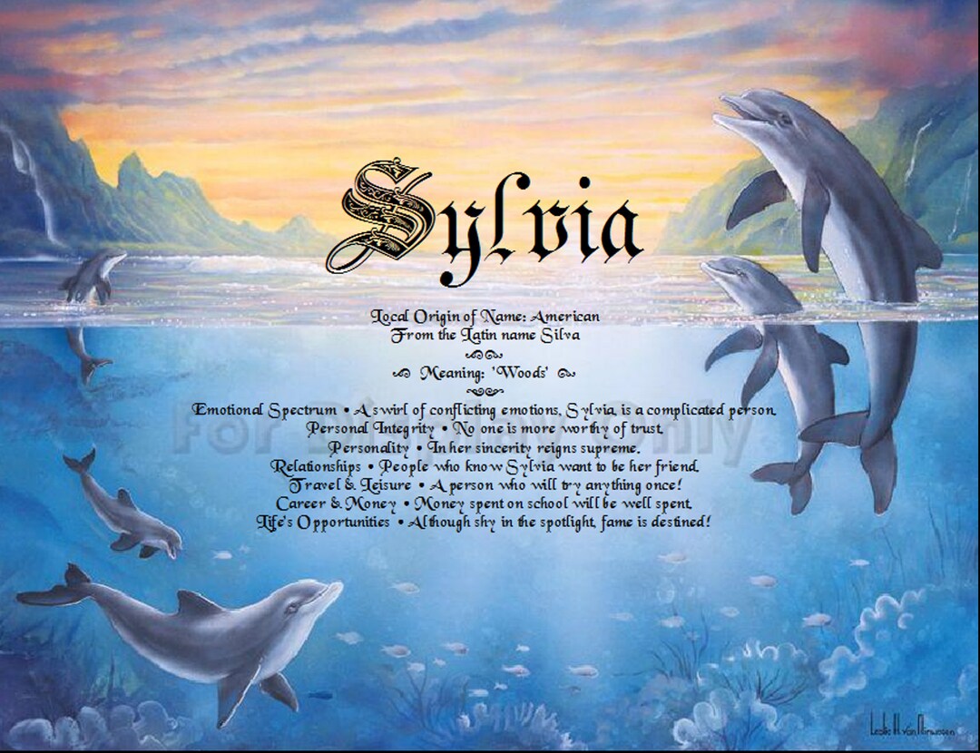 Name Meanings Art Personalized by Thenamestore Dolphins Etsy