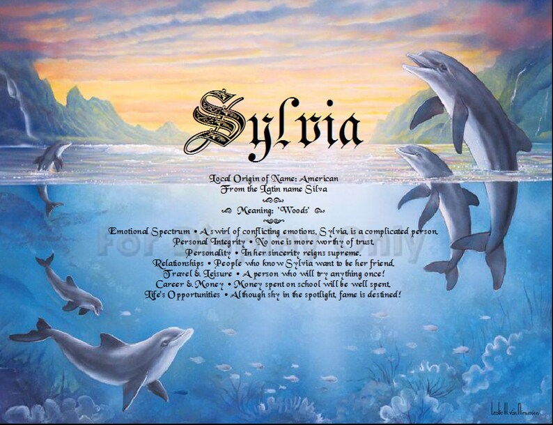 Name Meanings Art Personalized by Thenamestore Dolphins Etsy