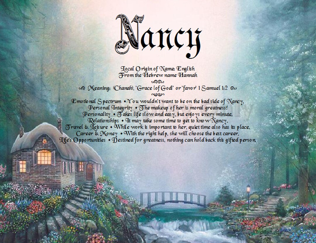 Name Meanings Art Personalized by Thenamestore Cottage Etsy