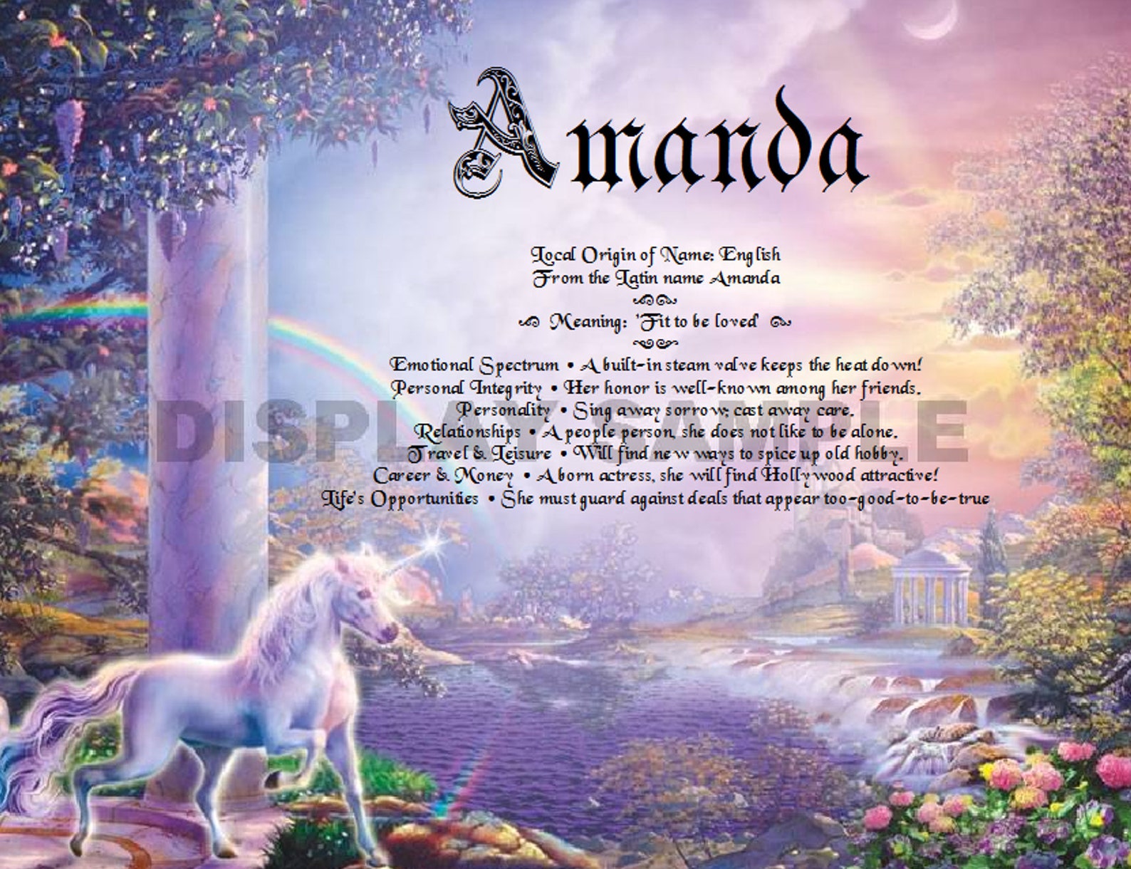 Name Meanings Art Personalized by Thenamestore unicorn Etsy