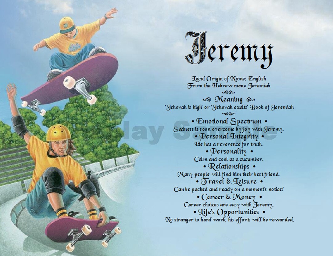 Name Meanings Art Personalized by Thenamestore skateboarding Etsy