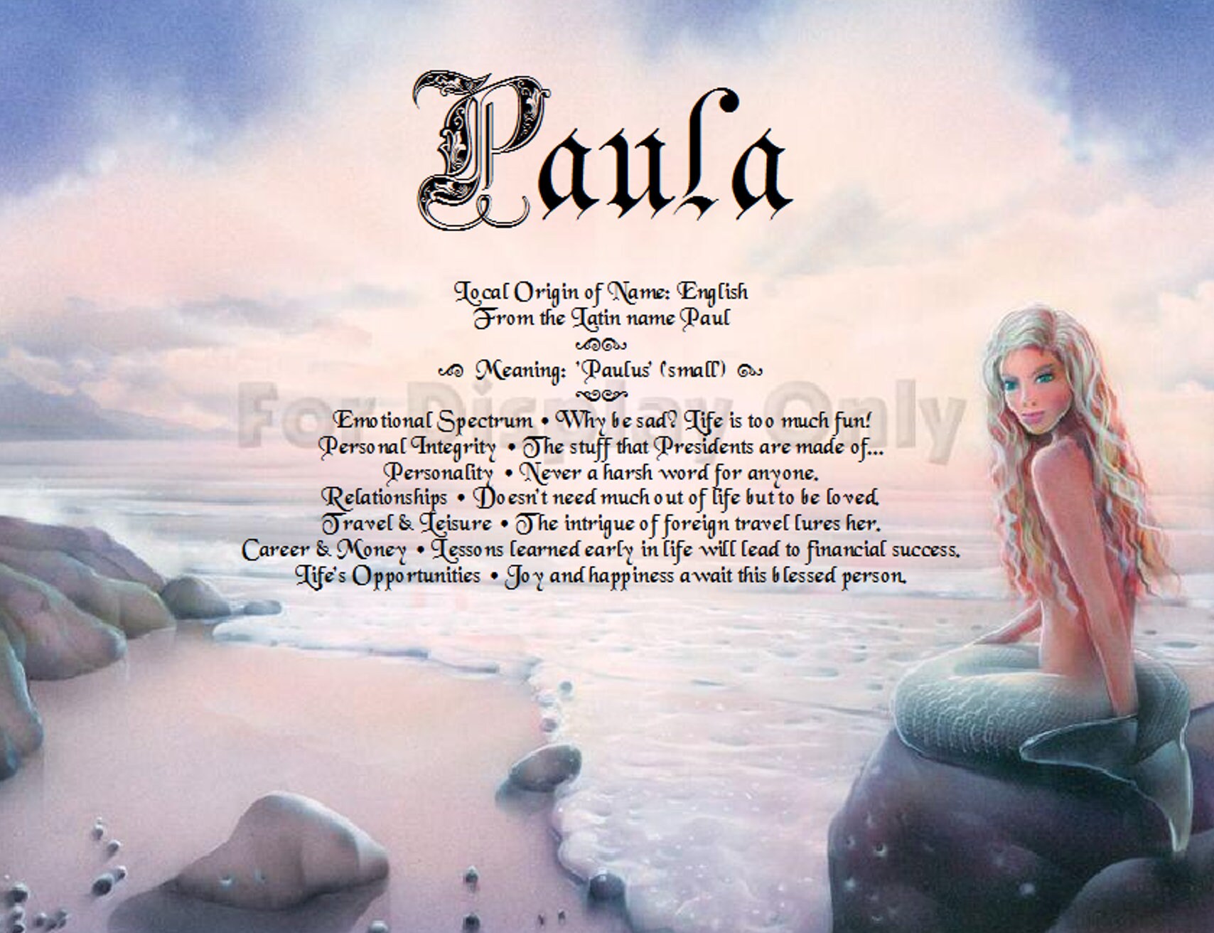 Name Meanings Art Personalized by Thenamestore Mermaid Etsy