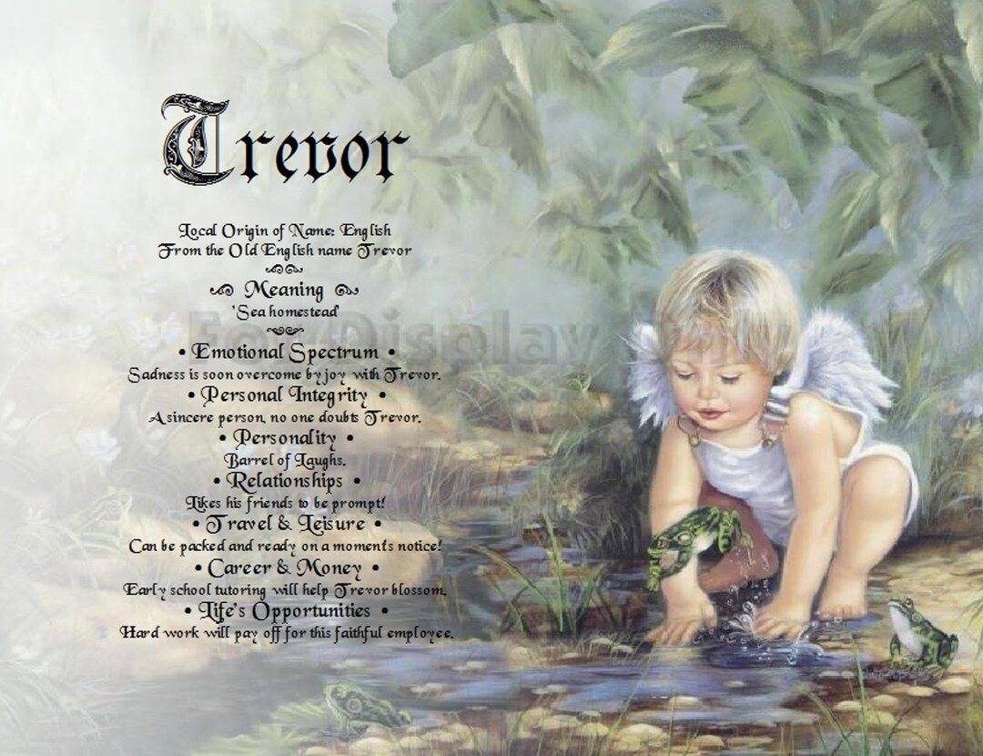 Name Meanings Art Personalized by Thenamestore Angel Boy Etsy