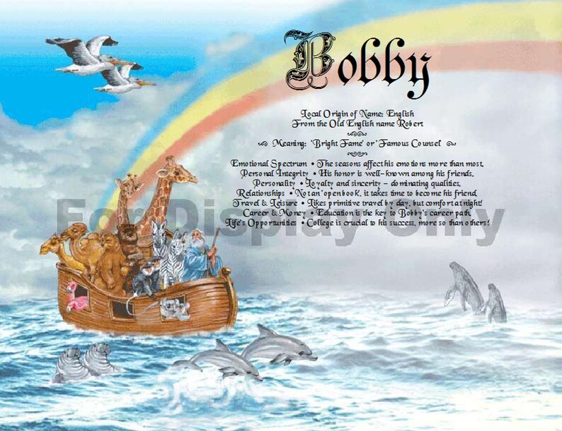 Name Meanings Art Personalized by Thenamestore noahs Ark Etsy