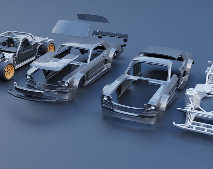 124 Ford Mustang Hoonicorn 3D Printed Model Kit Unassembled Unpainted