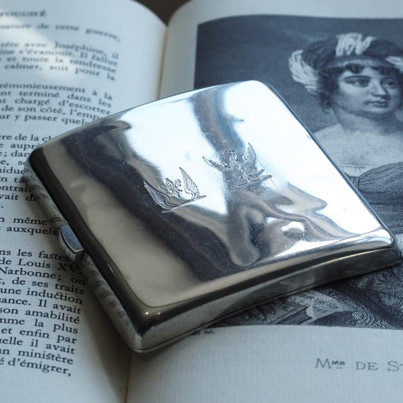 curved cigarette case Antique Victorian Solid Silver Cigarette Case Wonderful Curve & Crested -  London 1894