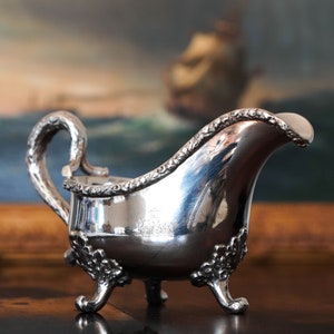 Antique Victorian Sterling Silver Naturalistic Sauce Boat with Acorn Design - London 1881