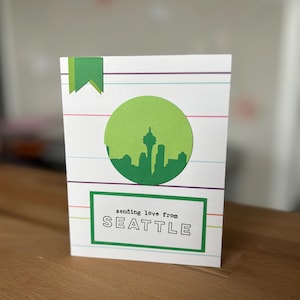 Handmade Seattle Sending Love Card, Handmade Washington State Card