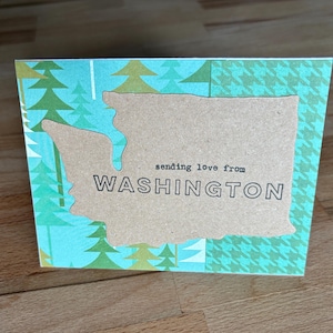 Washington Handmade Card, Sending Love from Washington State Card, PNW Homemade Card