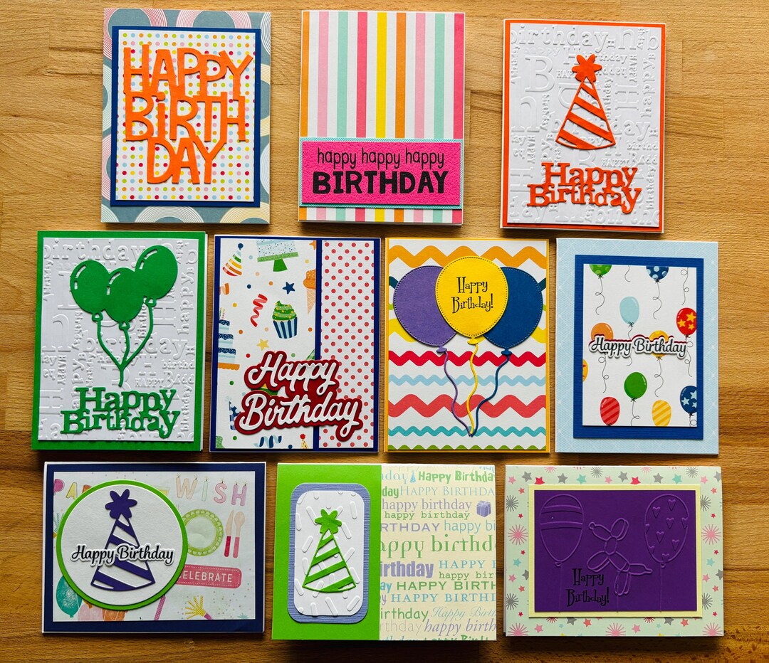 Handmade Birthday 10 Card Set: Unique Variety Pack - Etsy
