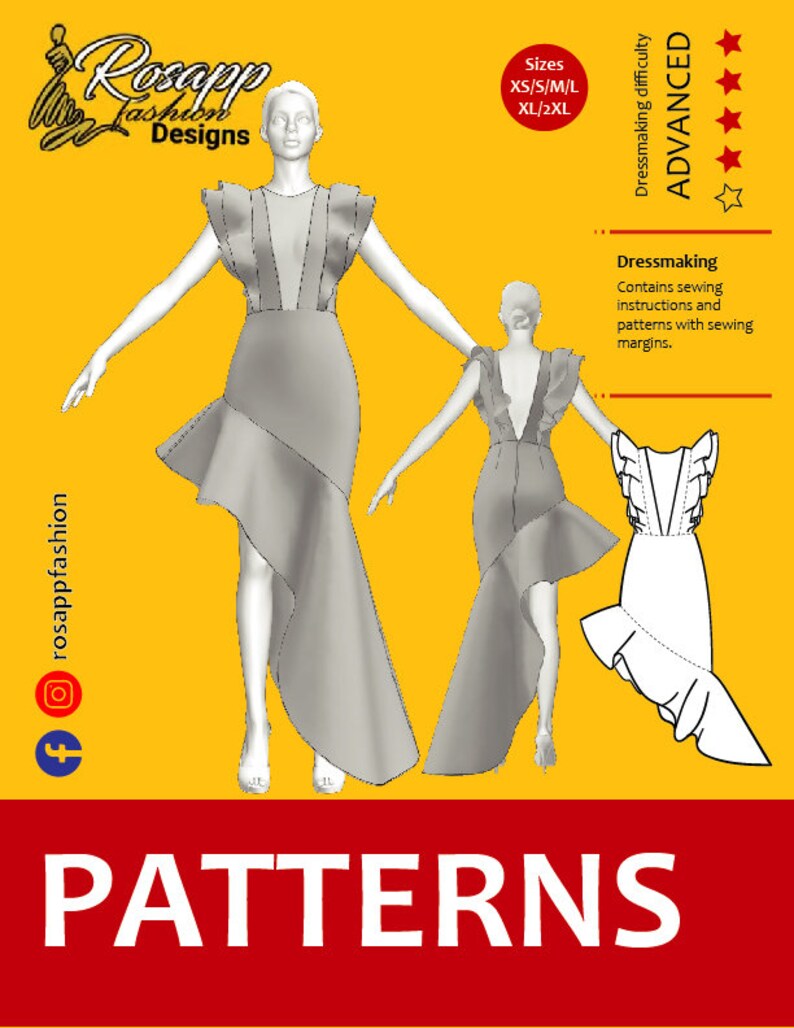 Wise Sewing Pattern for Women Dress/flounces Sleeve/round Neckline/back ...