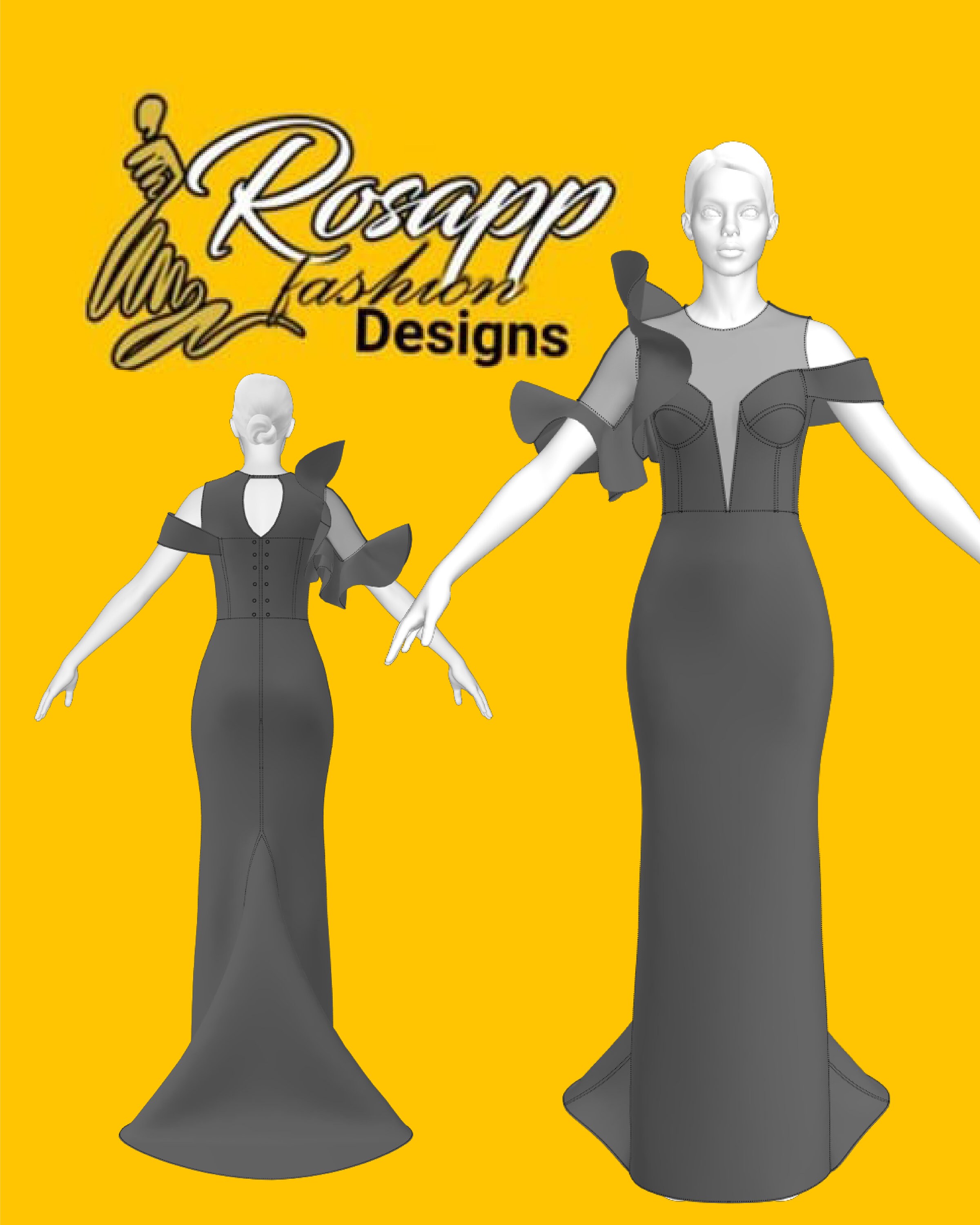 Honest Sewing Pattern for Women/ Bodice Fishtail Floor Dress/flounces ...