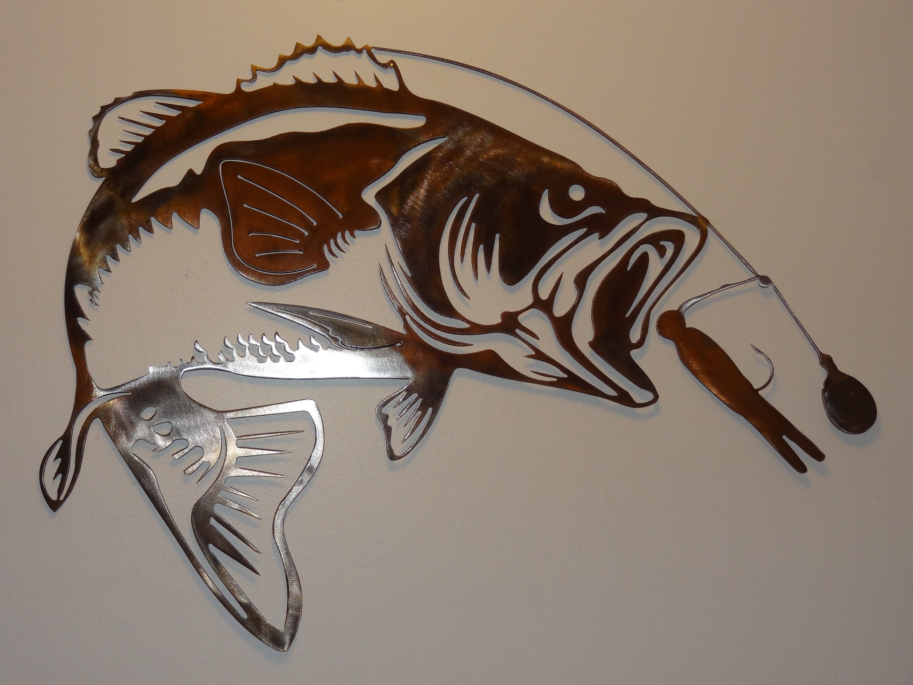 Largemouth Bass Metal Art Largemouth Bass at Sunrise Etsy