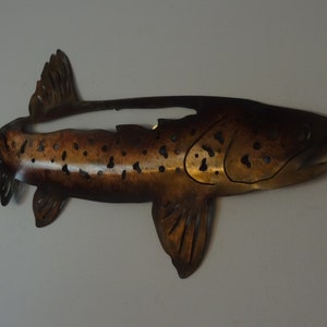 3D Lake Trout Metal Wall Art: Cabin Decor (12x23)
