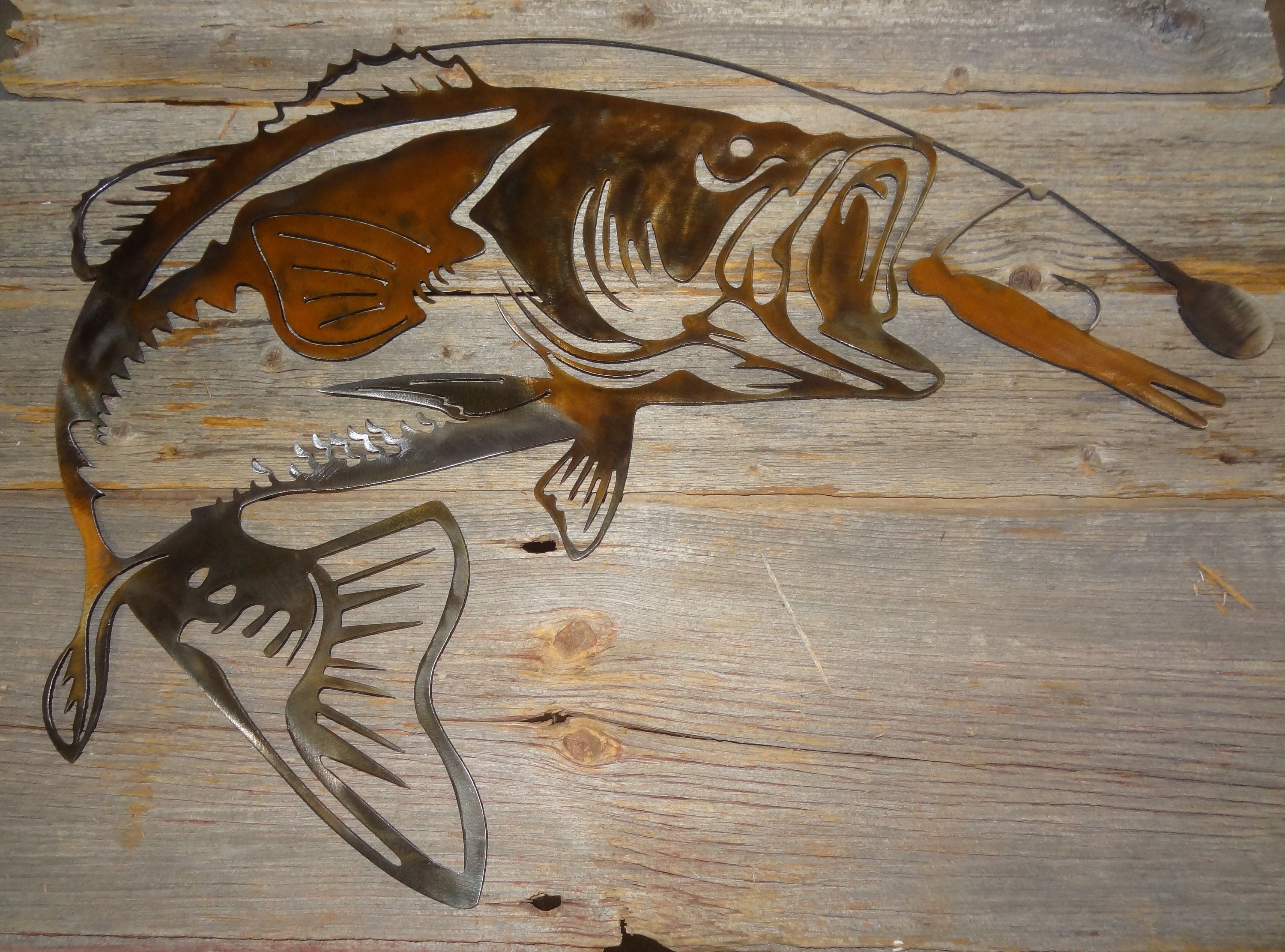 Largemouth Bass Metal Art Largemouth Bass at Sunrise Etsy UK