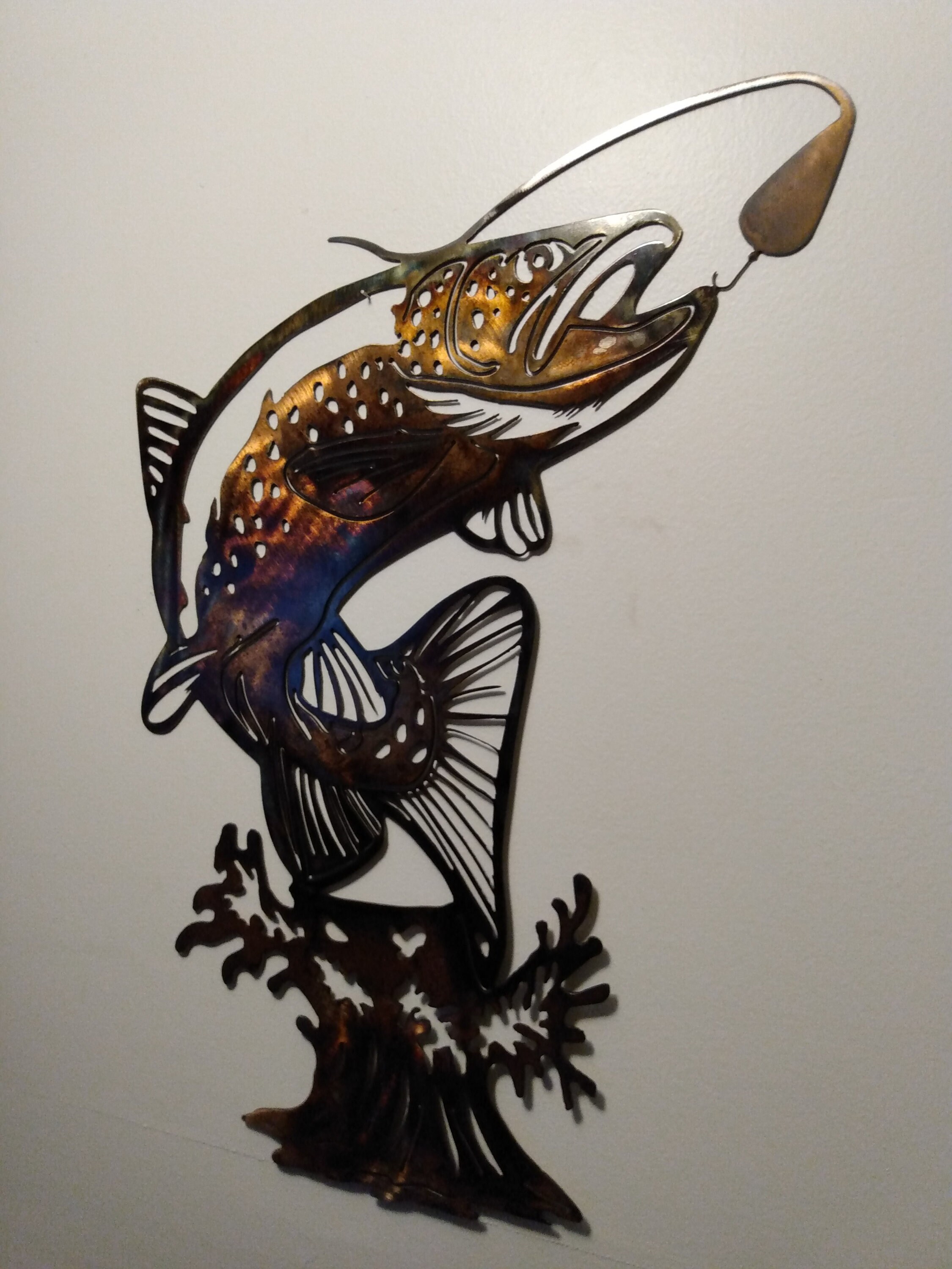 Trout fly fishing metal art Etsy