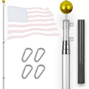 16Ft Telescoping Aluminum Flagpole: Heavy Duty In-Ground Flag Pole