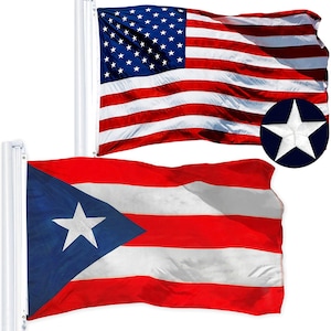 USA & Puerto Rico Flag Set: Embroidered 3x5 Ft Polyester