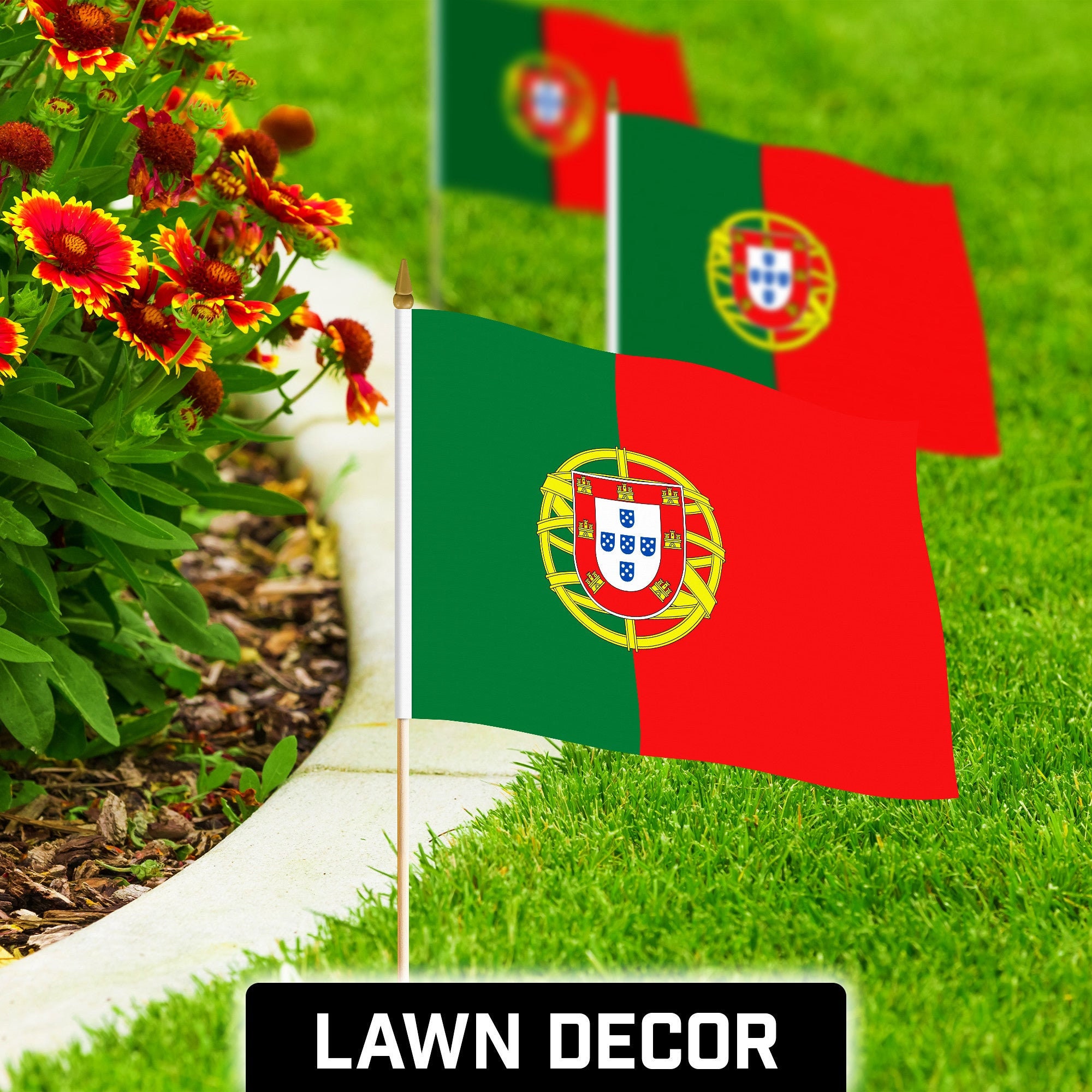 G128 30 Pack Handheld Portugal Portuguese Stick Flags 12x18 in