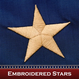 Tea Stained American Flag: Embroidered Stars, 2x3 Ft Polyester 画像 3