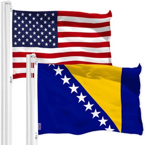 USA & Bosnia and Herzegovina Flag Combo: 3x5 Ft Polyester, Brass Grommets