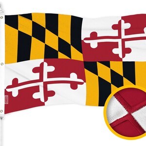 Embroidered Maryland State Flag: 600D Polyester, 5x8 Ft, Brass Grommets