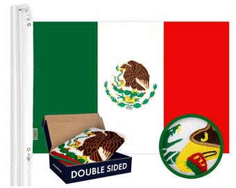 Mexico (Mexican) Flag 210D Embroidered Polyester 3x5 Ft - Double Sided 2ply