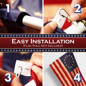 G128 2 Pack: Betsy Ross Tea-Stained Flag | 3x5 Ft | ToughWeave Pro Series Pole Sleeve Embroidered 420D Polyester | Historical Flag,