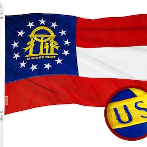 G128 Georgia State Flag | 2.5x4 Ft | ToughWeave Series Embroidered 300D Polyester | Embroidered Design, Indoor/Outdoor, Brass Grommets