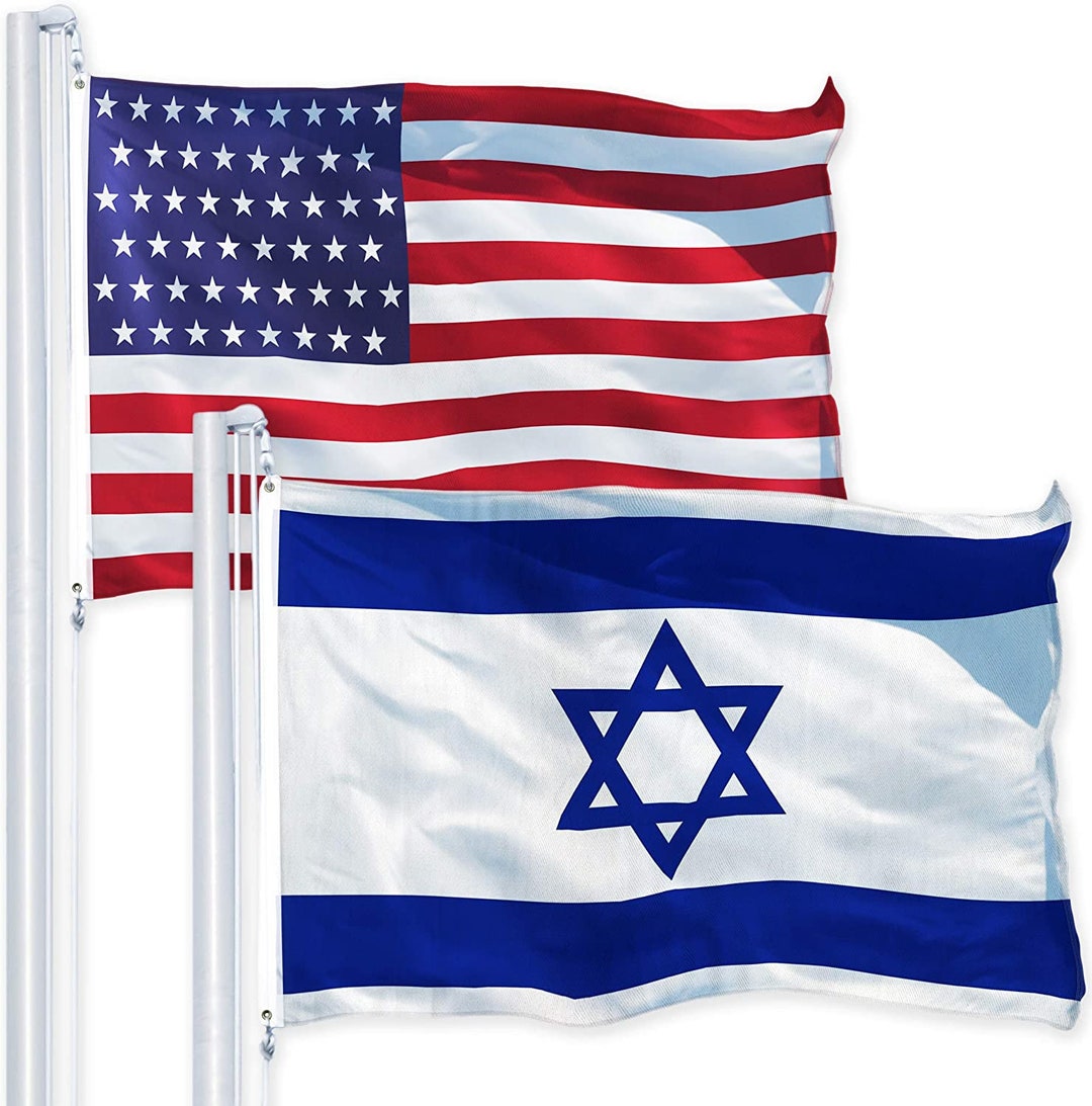 G128 Flaggen-Kombipack: USA & Israel – Je 3x5 Fuß (ca. 90x150 Cm), 150D Polyester, Mit Ösen
