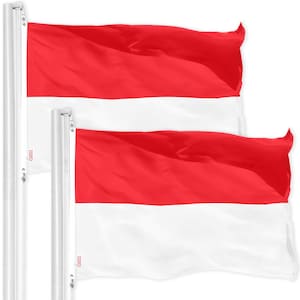 G128 2 Pack  Indonesia Indonesian Flag | 3x5 Ft | Printed 150d Polyester   Indoor/Outdoor, Vibrant Colors, Brass Grommets, Quality